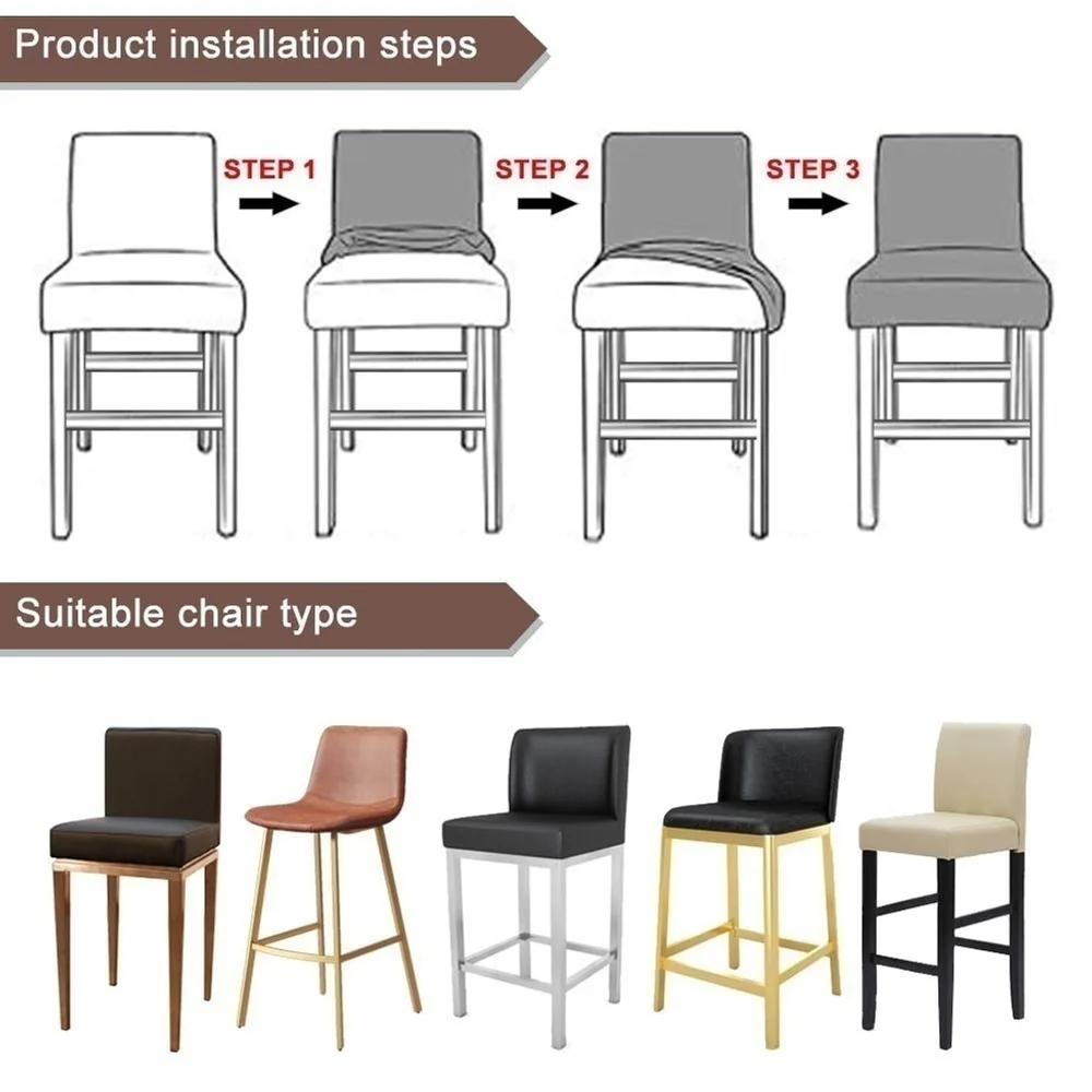 LELLEN Reusable Pub Counter Stool Chair Covers Set of 2 (PeacockBlue)